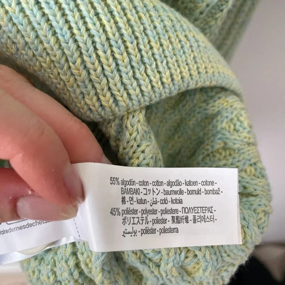 Zara Textured Weave Woven Oversized Cardigan NWT Green Yellow Size XL - Picture 8 of 8